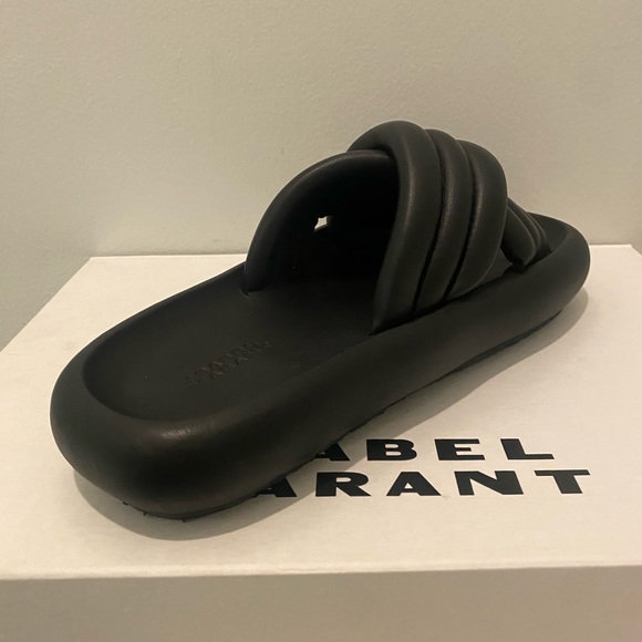 Isabel Marant Black Leather Niloo Puffy Sandal NWT - Picture 9 of 11
